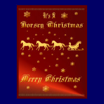 It's A Horsey Christmas Print by Lotacats It's A Horsey Christmas Print