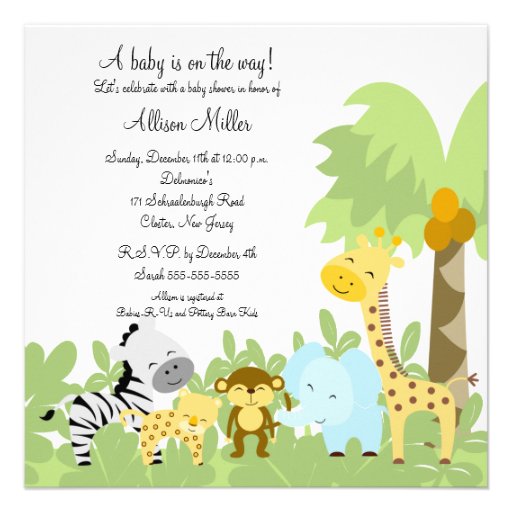 It's A Jungle Baby Animails Baby Shower Invitation (front side)
