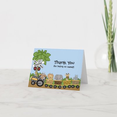 It's a Jungle Baby Train Baby Shower Thank You Cards