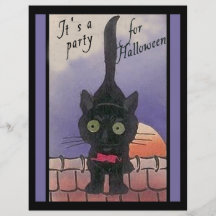 It's a Party for Halloween Black Cat Invitations Custom Flyer