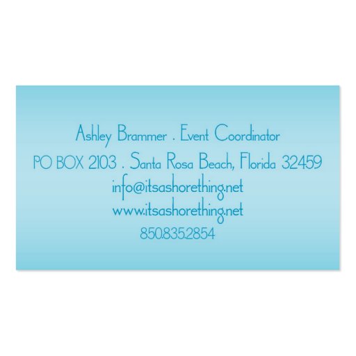 It's a Shore Thing Business Card for Ashley (back side)