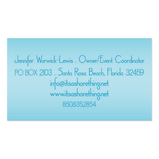 It's A Shore Thing Business Card Jennifer (back side)