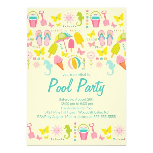 It's a Summer Beach Pool Party Invitation (front side)