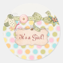 It's a Whimsey Girls BABY SHOWER Gift Stickers