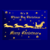It's A Wiener Dog Christmas Print by Lotacats It's A Wiener Dog Christmas Print