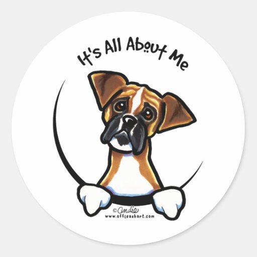 Its All About Me Boxer Classic Round Sticker Zazzle 