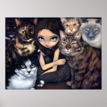 art, cat, cats, kitties, kitty, rescue, animal, animals, pet, pets, maine coon, maine, coon, tortoiseshell, siamese, tuxedo, fantasy, eye, eyes, big eye, big eyed, jasmine, becket-griffith, becket, griffith, jasmine becket-griffith, jasmin, strangeling, artist, goth, gothic, fairy, gothic fairy, faery, fairies, faerie, fairie, lowbrow, low brow, Poster with custom graphic design