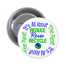 Its All About The Planet Reduce Reuse Recycle v2 Button