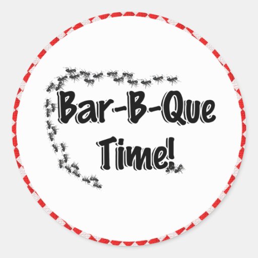 It's BBQ Time! Red Checkered Table Cloth w/Ants Sticker