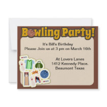 It's Bowling Party Time Custom Invitation