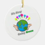 It's Easy Going Green Flowery Globe Christmas Tree Ornaments