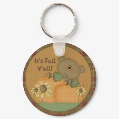 "It's Fall Y'all" Autumn Teddy Bear Keychain by berkeleygirlforever