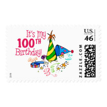 It's My 100th Birthday (Party Hats) Postage Stamp