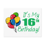It's My 16th Birthday (Balloons) Post Cards