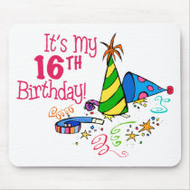 It's My 16th Birthday (Party Hats) Mouse Pad