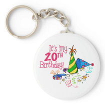 It's My 20th Birthday (Party Hats) Key Chain