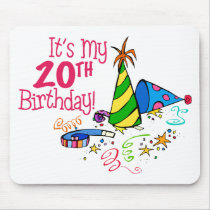 It's My 20th Birthday (Party Hats) Mouse Mat