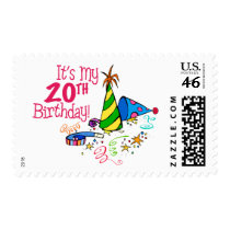 It's My 20th Birthday (Party Hats) Stamps