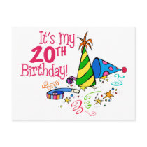 It's My 20th Birthday (Party Hats) Post Card