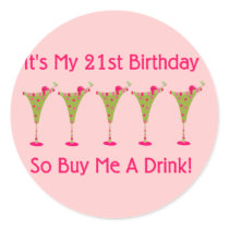 It's My 21st Birthday Round Sticker