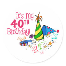 It's My 40th Birthday (Party Hats) stickers