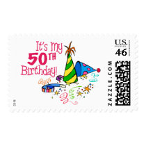 It's My 50th Birthday (Party Hats) Postage Stamp