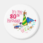 It's My 80th Birthday (Party Hats) Refrigerator Magnets