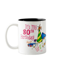 It's My 80th Birthday (Party Hats) mugs