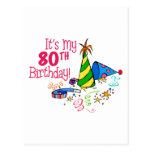 It's My 80th Birthday (Party Hats) Postcard