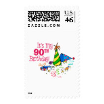 It's My 90th Birthday (Party Hats) Postage Stamp
