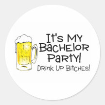 Its My Bachelor Party Beer Round Sticker