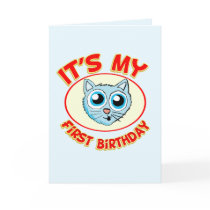 It's My First Birthday Kitten Card cards