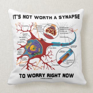 It's Not Worth A Synapse To Worry Right Now Neuron Throw Pillows