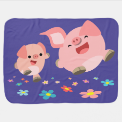 It's Spring!!-Two Cute Cartoon Pigs Baby Blanket