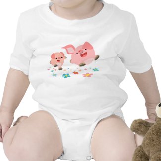 It's Spring!!-Two Cute Cartoon Pigs Baby shirt