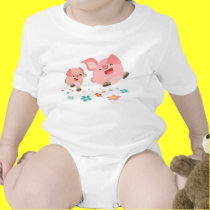 It's Spring!!-Two Cute Cartoon Pigs Baby t-shirts by Lioness_Graphics It's Spring!!-Two Cute Cartoon Pigs Baby t-shirts