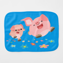 It's Spring!!-Two Cute Cartoon Pigs Burp Cloth