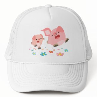 It's Spring!!-Two Cute Cartoon Pigs Hat hat