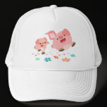 It's Spring!!-Two Cute Cartoon Pigs Hat