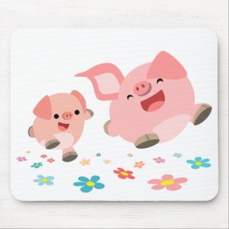 It's Spring!!-Two Cute Cartoon Pigs Mousepad mousepad