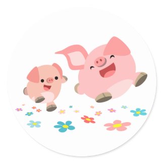 It's Spring!!-Two Cute Cartoon Pigs Sticker sticker