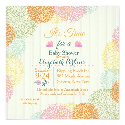 It's Time Floral Baby Shower Invitation