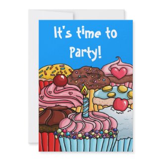 Its time to party cupcake birthday invite