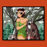 anime, original, cleo, elve, woods, forest, horse,