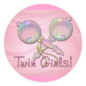 IT'S TWIN GIRLS BABY RATTLE by SHARON SHARPE stickers by sharonsharpe IT'S TWIN GIRLS BABY RATTLE by SHARON SHARPE stickers