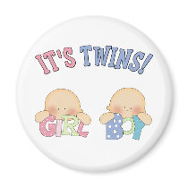 ITS TWINS (Boy Girl) Refrigerator Magnets