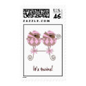 It's twins! Custom Chic Pink & Brown Stamp