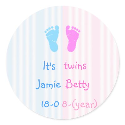 It's twins - footprints stickers Zazzle_sticker It's twins - footprints stickers Zazzle_sticker