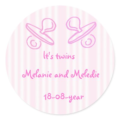 It's twins pacifier round stickers Zazzle_sticker It's twins pacifier round stickers Zazzle_sticker