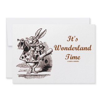 It's Wonderland Time White Rabbit With Trumpet invitation